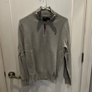 Polo by Ralph Lauren gray quarter zip sweater, size medium